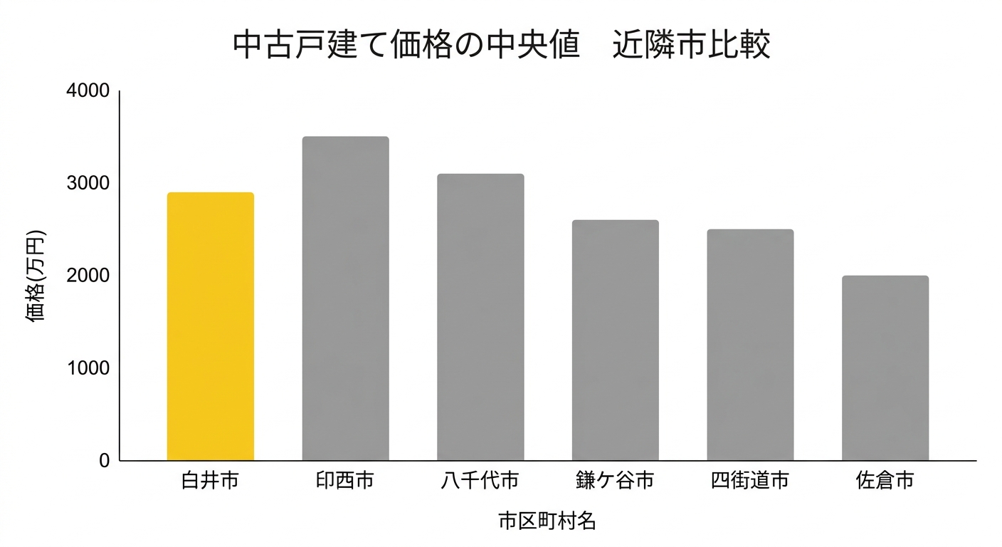 中古戸建て価格の中央値 近隣市比較
