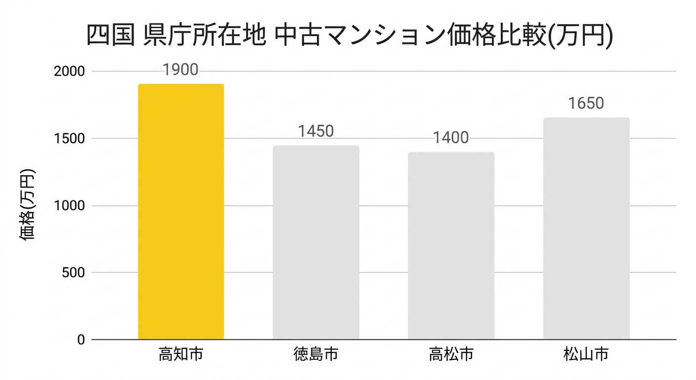 四国4県庁所在地の中古マンション価格比較