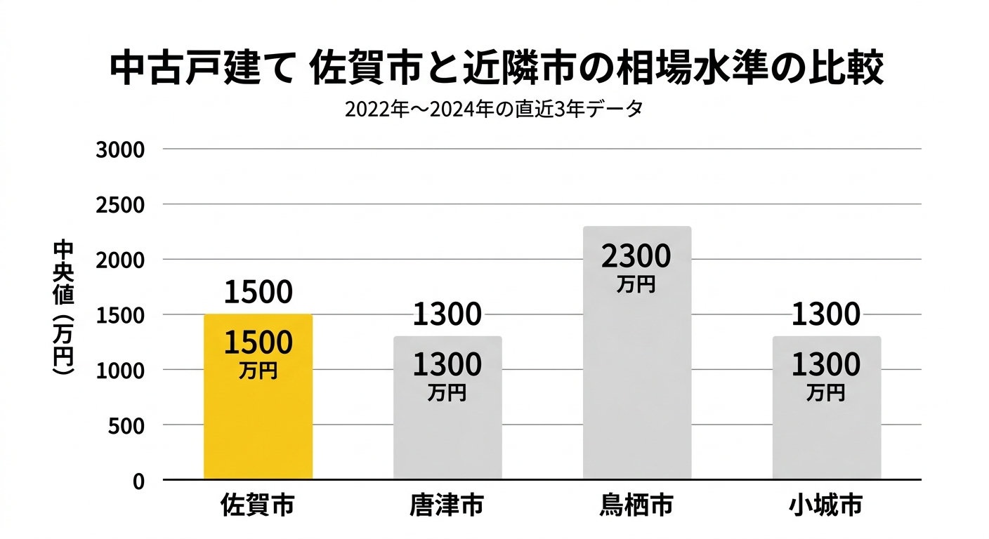 中古戸建て 佐賀市と近隣市の相場水準の比較